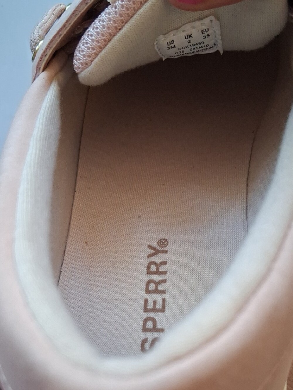 Walking To School With Sperry Kids Blush Pink Boat Sneakers Size 3M. - Picture 6 of 8